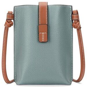 Blue & Brown Leather Small Crossbody Bags Phone Purse Minimalism Travel Bag